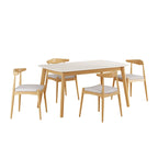 Ensemble de salle à manger 5 pièces en bois, comprenant une table à manger rectangulaire et 4 chaises rembourrées, pour la maison ou l'appartement