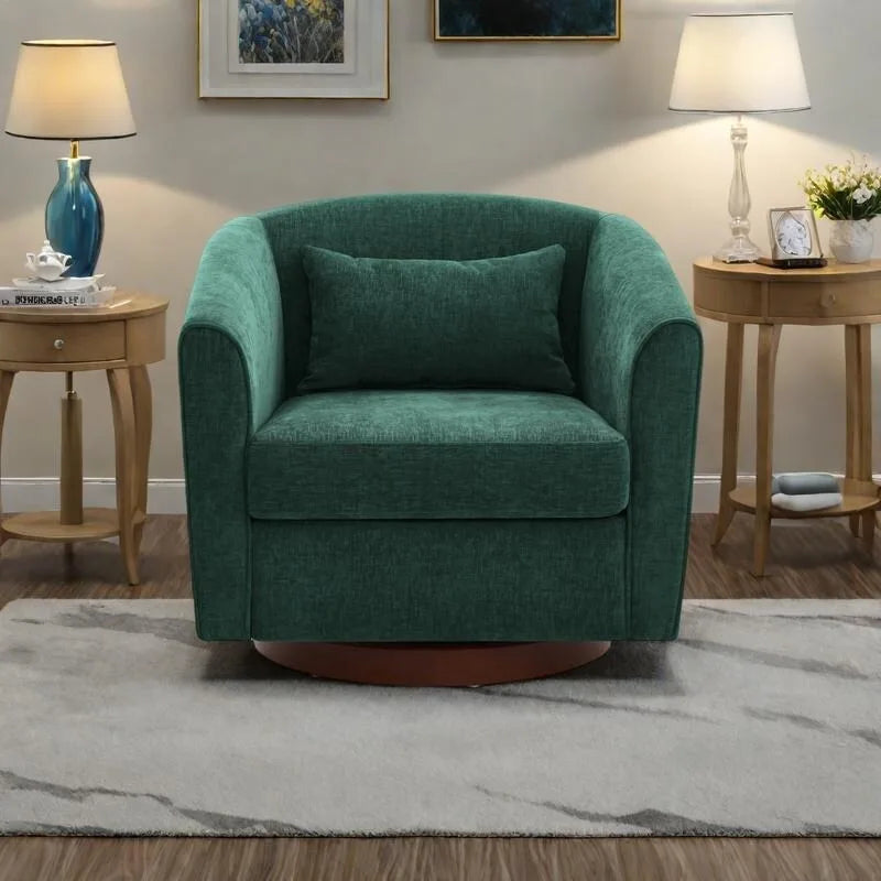 Fauteuil pivotant en chenille avec rotation à 360° et base en bois