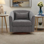 Fauteuil pivotant en chenille avec rotation à 360° et base en bois