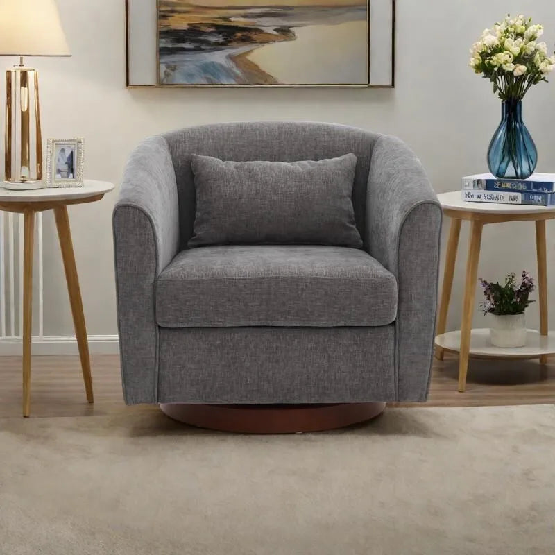 Fauteuil pivotant en chenille avec rotation à 360° et base en bois