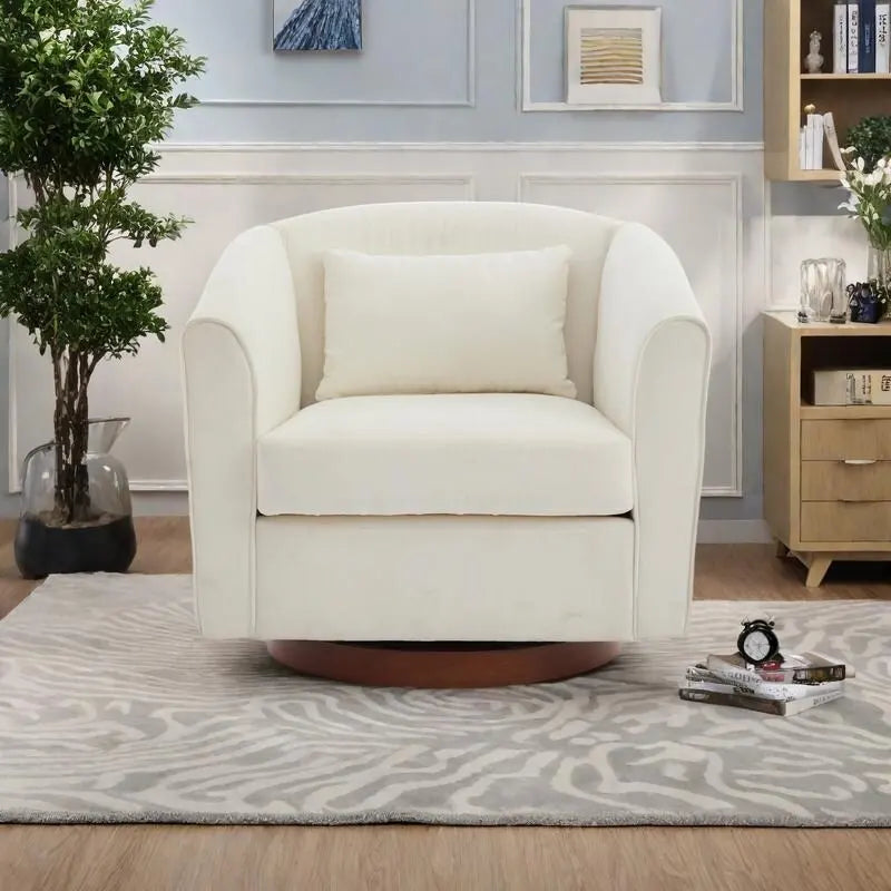 Fauteuil pivotant en chenille avec rotation à 360° et base en bois