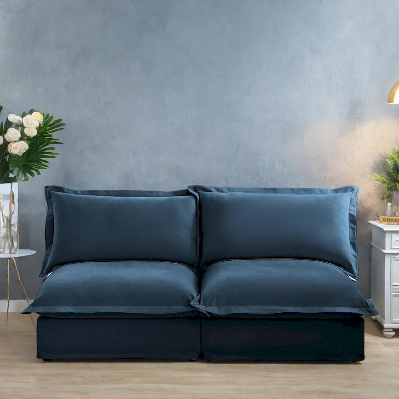 73,2 Canapé modulaire trois places en chenille avec housses amovibles lavables et plusieurs coussins