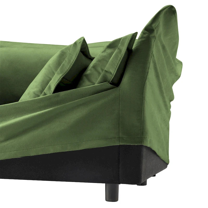 73,2 Canapé modulaire trois places en chenille avec housses amovibles lavables et plusieurs coussins