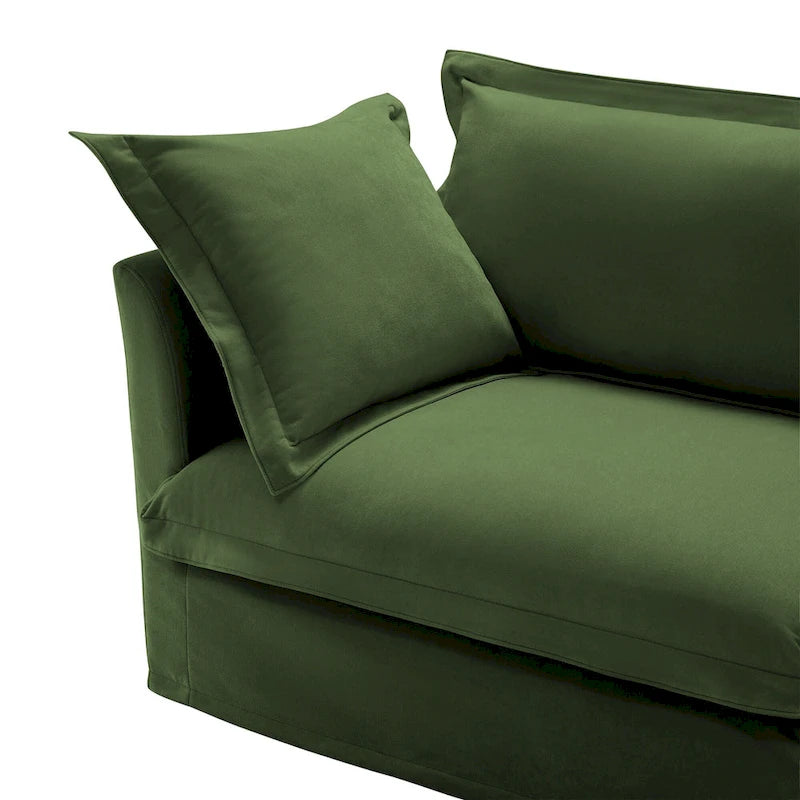 73,2 Canapé modulaire trois places en chenille avec housses amovibles lavables et plusieurs coussins