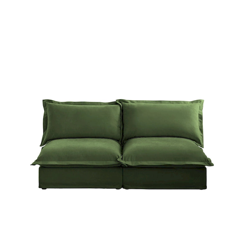 73,2 Canapé modulaire trois places en chenille avec housses amovibles lavables et plusieurs coussins