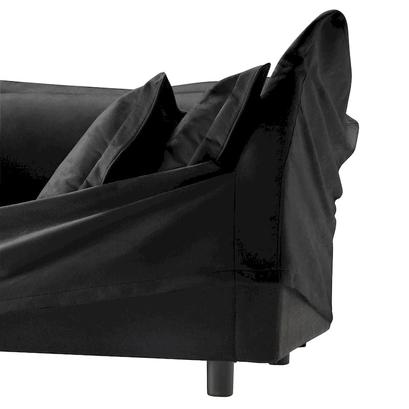 73,2 Canapé modulaire trois places en chenille avec housses amovibles lavables et plusieurs coussins