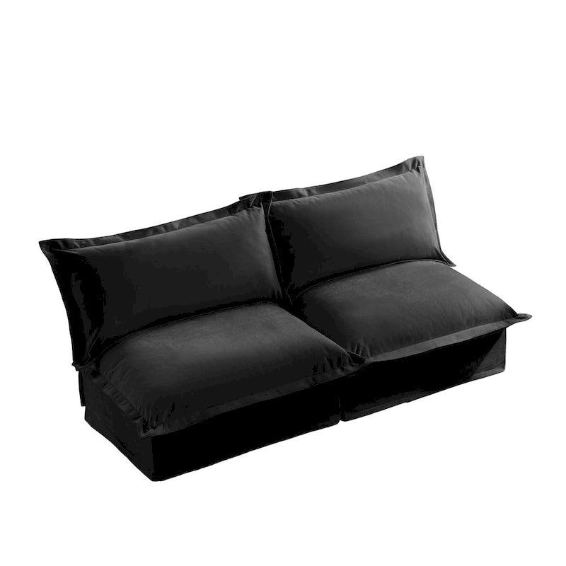 73,2 Canapé modulaire trois places en chenille avec housses amovibles lavables et plusieurs coussins