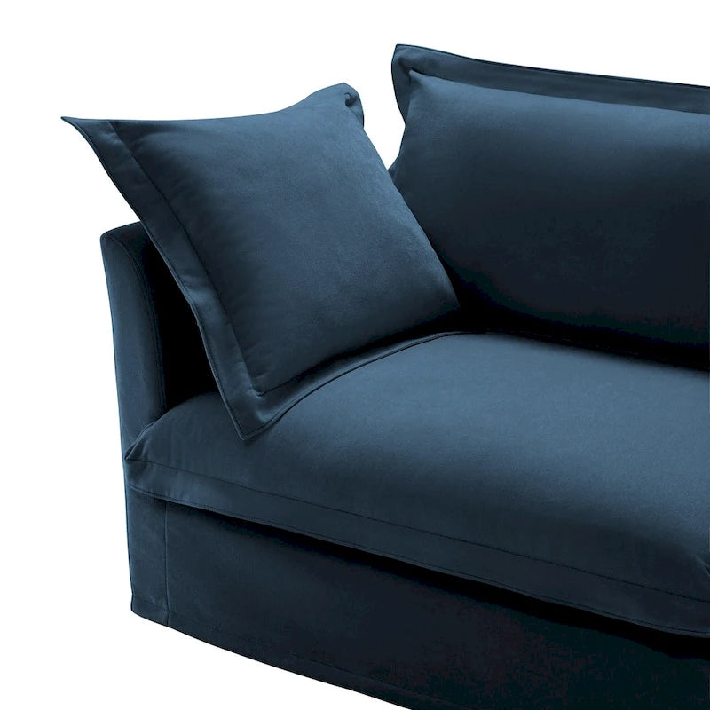 73,2 Canapé modulaire trois places en chenille avec housses amovibles lavables et plusieurs coussins