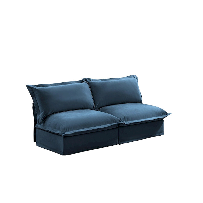 73,2 Canapé modulaire trois places en chenille avec housses amovibles lavables et plusieurs coussins