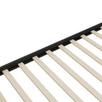 Lit plateforme de rangement Queen Size en bois avec 2 tiroirs, tête et pied de lit en rotin, noir