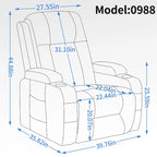 Fauteuil inclinable releveur électrique Lazy Boy, fauteuil de massage moderne à moteur unique avec chauffage lombaire, port de chargement USB, porte-gobelets