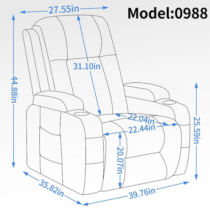 Fauteuil inclinable releveur électrique Lazy Boy, fauteuil de massage moderne à moteur unique avec chauffage lombaire, port de chargement USB, porte-gobelets