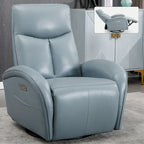 Fauteuil inclinable électrique pivotant et à bascule en cuir véritable 270 pour personnes âgées, canapé simple de salon avec support lombaire et accoudoirs roulés