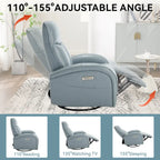 Fauteuil inclinable électrique pivotant et à bascule en cuir véritable 270 pour personnes âgées, canapé simple de salon avec support lombaire et accoudoirs roulés