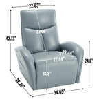 Fauteuil inclinable électrique pivotant et à bascule en cuir véritable 270 pour personnes âgées, canapé simple de salon avec support lombaire et accoudoirs roulés