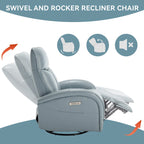 Fauteuil inclinable électrique pivotant et à bascule en cuir véritable 270 pour personnes âgées, canapé simple de salon avec support lombaire et accoudoirs roulés