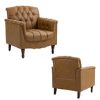 Lot de 2 fauteuils d'appoint capitonnés en cuir végétalien, fauteuil avec clous décoratifs