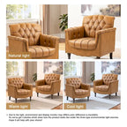 Lot de 2 fauteuils d'appoint capitonnés en cuir végétalien, fauteuil avec clous décoratifs