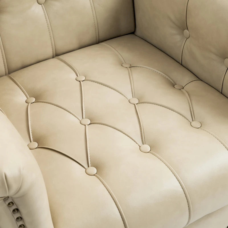 Lot de 2 fauteuils d'appoint capitonnés en cuir végétalien, fauteuil avec clous décoratifs