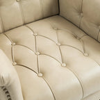 Lot de 2 fauteuils d'appoint capitonnés en cuir végétalien, fauteuil avec clous décoratifs