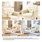 Lot de 2 fauteuils d'appoint capitonnés en cuir végétalien, fauteuil avec clous décoratifs