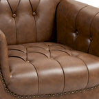 Lot de 2 fauteuils d'appoint capitonnés en cuir végétalien, fauteuil avec clous décoratifs
