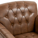 Lot de 2 fauteuils d'appoint capitonnés en cuir végétalien, fauteuil avec clous décoratifs