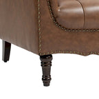 Lot de 2 fauteuils d'appoint capitonnés en cuir végétalien, fauteuil avec clous décoratifs