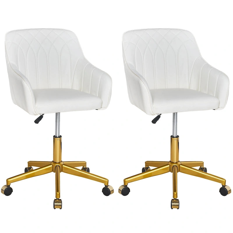 VECELO Chaises de bureau modernes réglables en hauteur, pivotantes à 360° avec base en métal