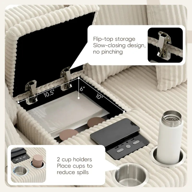 Canapé d'angle en velours côtelé avec haut-parleurs Bluetooth, canapé en L