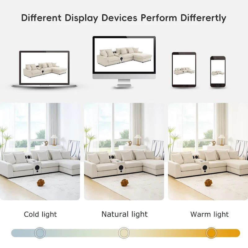 Canapé d'angle en velours côtelé avec haut-parleurs Bluetooth, canapé en L