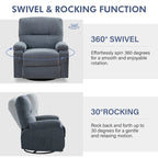 Fauteuil inclinable manuel pivotant à 360° en tissu avec repose-pieds escamotable et poches latérales