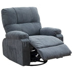 Fauteuil inclinable manuel pivotant à 360° en tissu avec repose-pieds escamotable et poches latérales