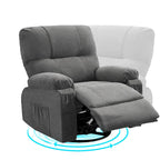 Fauteuil inclinable manuel pivotant à 360° en tissu avec repose-pieds escamotable et poches latérales