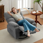 Fauteuil inclinable manuel pivotant à 360° en tissu avec repose-pieds escamotable et poches latérales