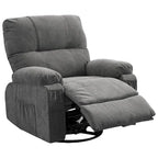 Fauteuil inclinable manuel pivotant à 360° en tissu avec repose-pieds escamotable et poches latérales