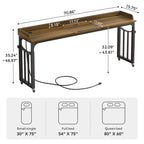 Table de lit 71 pouces avec hauteur réglable et prise de courant, Table de lit Queen Size