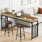 Table de lit 71 pouces avec hauteur réglable et prise de courant, Table de lit Queen Size