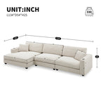 Canapé sectionnel surdimensionné en velours côtelé, Canapé nuage en forme de L avec assise profonde
