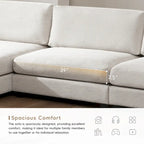 Canapé sectionnel surdimensionné en velours côtelé, Canapé nuage en forme de L avec assise profonde