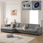 Canapé sectionnel surdimensionné en velours côtelé, Canapé nuage en forme de L avec assise profonde