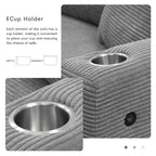 Canapé sectionnel surdimensionné en velours côtelé, Canapé nuage en forme de L avec assise profonde