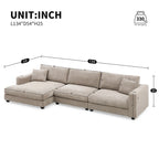 Canapé sectionnel surdimensionné en velours côtelé, Canapé nuage en forme de L avec assise profonde
