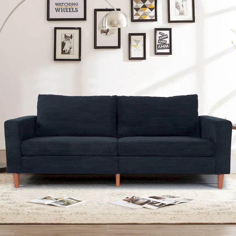 Canapé-lit futon convertible moderne en chenille, canapé 2 places de 210 cm avec accoudoirs carrés pour salon