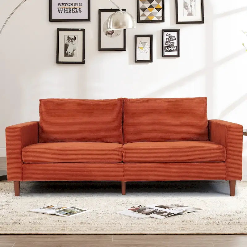 Canapé-lit futon convertible moderne en chenille, canapé 2 places de 210 cm avec accoudoirs carrés pour salon
