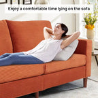 Canapé-lit futon convertible moderne en chenille, canapé 2 places de 210 cm avec accoudoirs carrés pour salon
