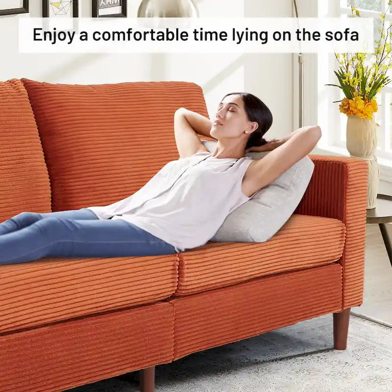 Canapé-lit futon convertible moderne en chenille, canapé 2 places de 210 cm avec accoudoirs carrés pour salon