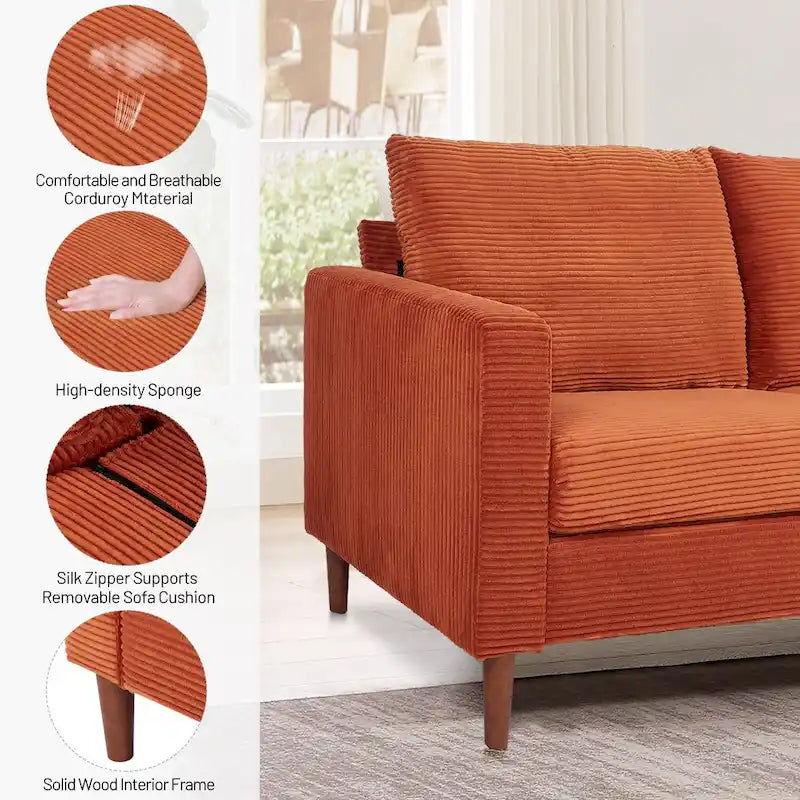 Canapé-lit futon convertible moderne en chenille, canapé 2 places de 210 cm avec accoudoirs carrés pour salon