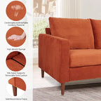 Canapé-lit futon convertible moderne en chenille, canapé 2 places de 210 cm avec accoudoirs carrés pour salon