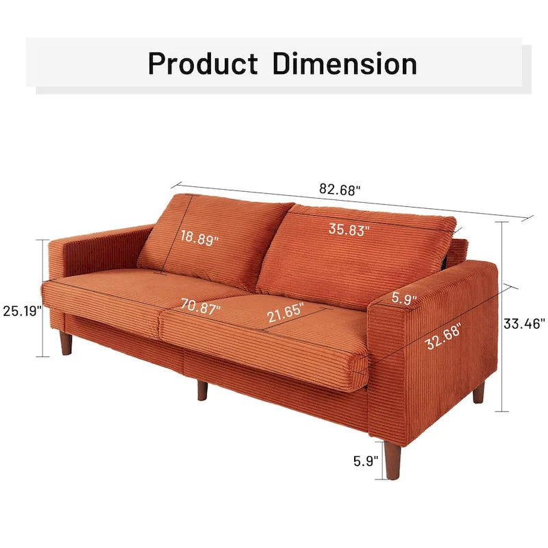 Canapé-lit futon convertible moderne en chenille, canapé 2 places de 210 cm avec accoudoirs carrés pour salon